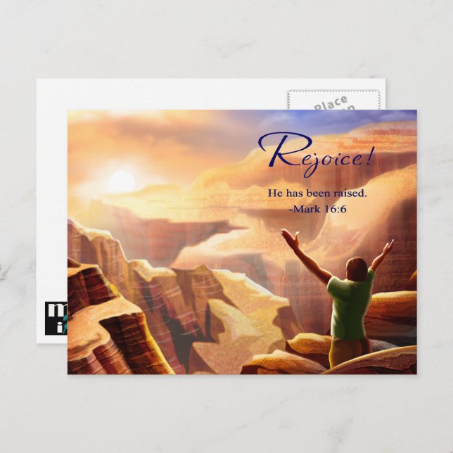 Cartão Postal De Festividades Alegra-te. Páscoa Religiosa Cristã (Frente/Verso)