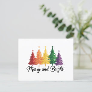 Cartão Postal De Festividades Alegre E Brilhante Árvore De Natal Arco-Íris Gay L
