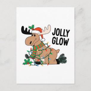 Cartão Postal De Festividades Alegre Luz Natal Reno Papai Noel Férias