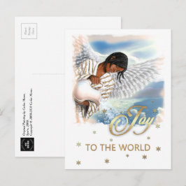 Cartão Postal De Festividades Alegria ao Mundo. Afro-Americano Angel Christmas