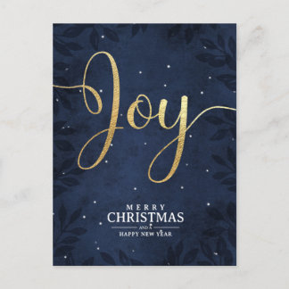 Cartão Postal De Festividades Alegria de Natal Cristã Dourada Céu Azul Escuro
