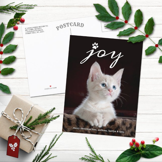Cartão Postal De Festividades Alegria de Natal | Pet Holiday Photo (Criador carregado)