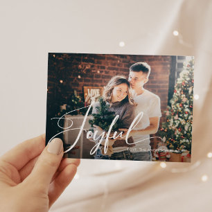 Cartão Postal De Festividades Alegria Script Elegante e Natal de Foto