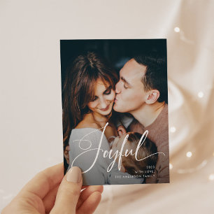 Cartão Postal De Festividades Alegria Script Elegante e Natal de Foto