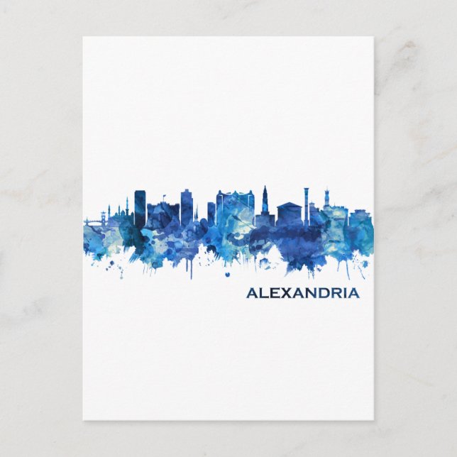 Cartão Postal De Festividades Alexandria Egypt Skyline Blue (Frente)