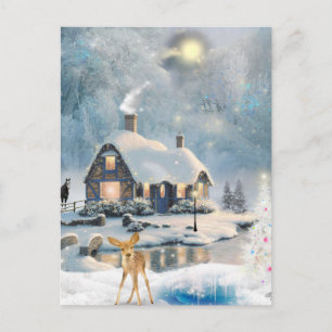 Cartão Postal De Festividades Algodão de Natal do inverno