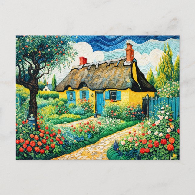 Cartão Postal De Festividades Algodão magro com jardim escocês (Frente)