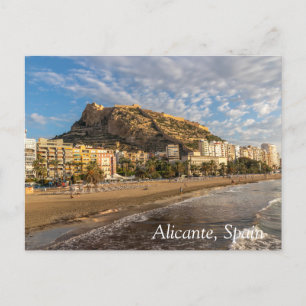 Cartão Postal De Festividades Alicante Beach no nascer do sol, Espanha