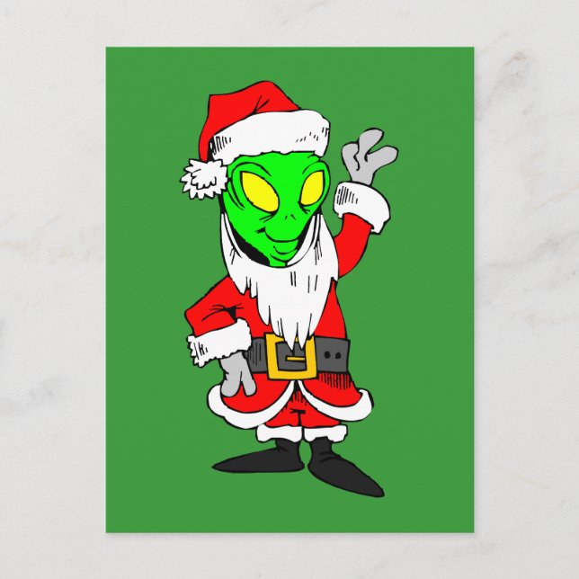 Cartão Postal De Festividades alien Santa Claus (Frente)