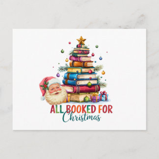 Cartão Postal De Festividades All Booked for Christmas Card | Book Lover Holiday