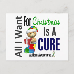 Cartão Postal De Festividades All I Want For Christmas Autism