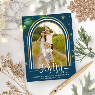 Cartão Postal De Festividades Allegre Quadro de Família Moderno em Arco Azul