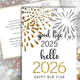 Cartão Postal De Festividades Alô 2025 Fogos Festivos Dourados de Literatura Gli