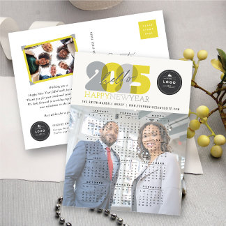 Cartão Postal De Festividades Alô, 2025, Tipografia em Negrito no Calendário Fot