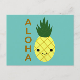 Cartão Postal De Festividades Aloha Cute Kawaii Pineapple