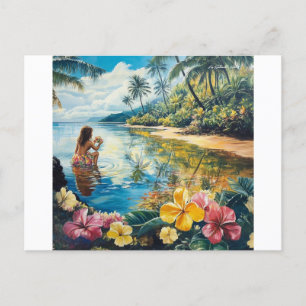 Cartão Postal De Festividades Aloha Hawaiian Girl