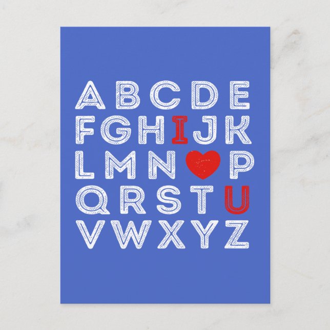 Cartão Postal De Festividades Alphabet ABC I Love You (Frente)