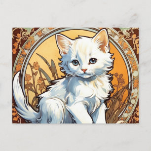 Cartão Postal De Festividades Alphonse Mucha Style Cat
