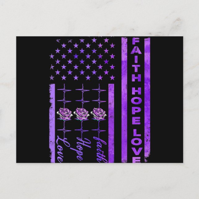 Cartão Postal De Festividades Alzheimers Sensibiliza Fé Esperança Ama Roxo (Frente)