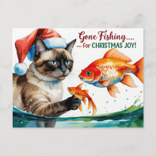 Cartão Postal De Festividades Amantes da Pesca Natal temático para amantes de ga