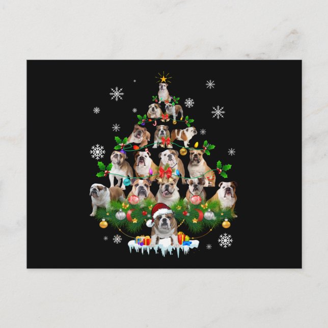 Cartão Postal De Festividades Amantes de Cães | Enfeites de Natal de Bulldog par (Frente)