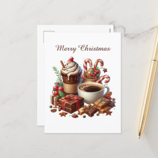 Cartão Postal De Festividades Amantes de café Feliz de Natal