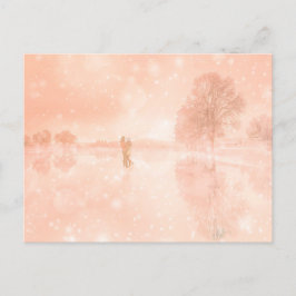 Cartão Postal De Festividades Amantes em lagoa congelada