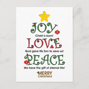 Cartão Postal De Festividades Amar e Paz no Natal cristão
