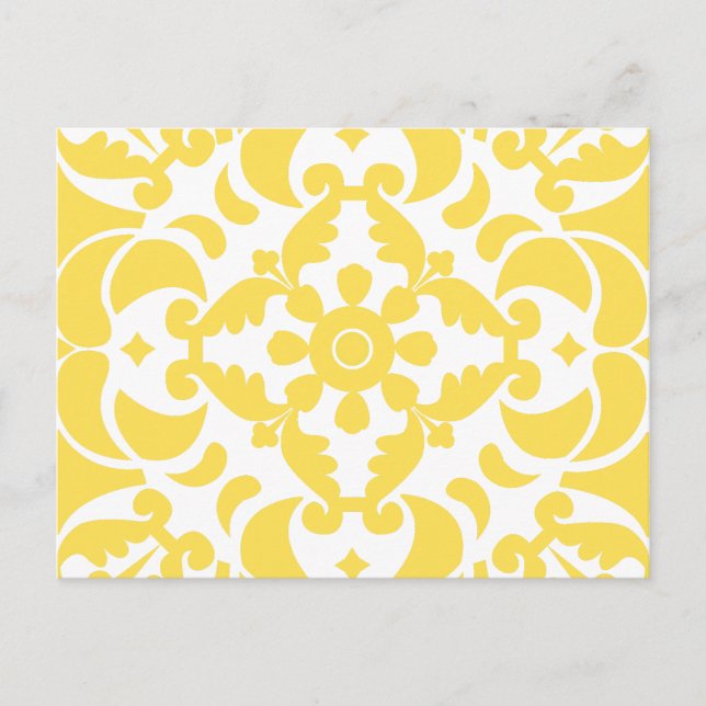 Cartão Postal De Festividades Amarelo Azulejos Português do Mediterrâneo (Frente)