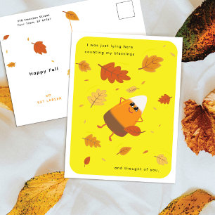 Cartão Postal De Festividades Amarelo   Chocolate Candy Corn   Dia de Ação de Gr
