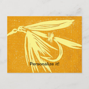 Cartão Postal De Festividades Amarelo com mosca-da-manha-amarela voadora voadora