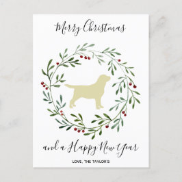 Cartão Postal De Festividades Amarelo Labrador Feliz Natal Labrador Retriever