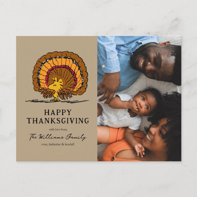 Cartão Postal De Festividades Amendoins | Ação de Graças Feliz Woodstock Turquia (Frente)