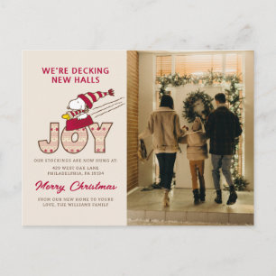 Cartão Postal De Festividades Amendoins   Alegria de Passeio de Trenó do Snoopy 