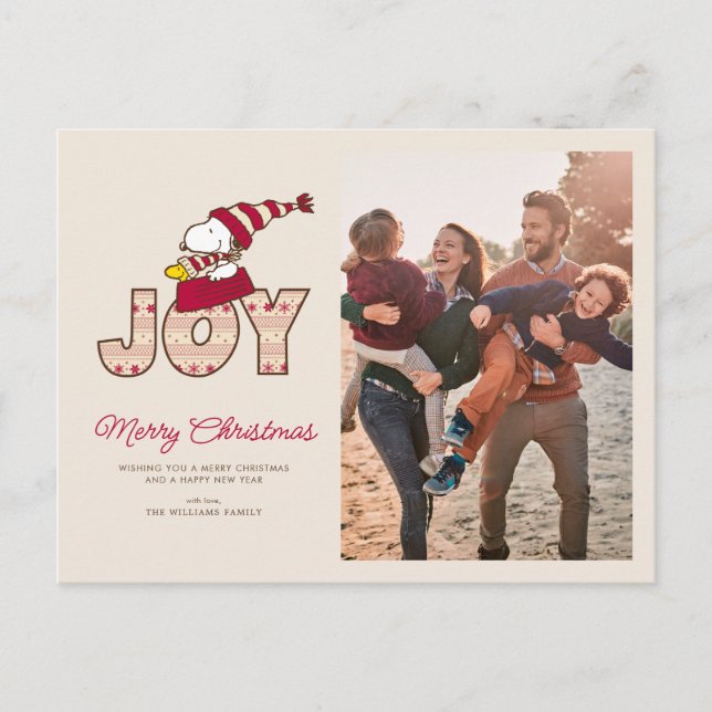 Cartão Postal De Festividades Amendoins | Alegria no Passeio de Trenó do Snoopy  (Frente)