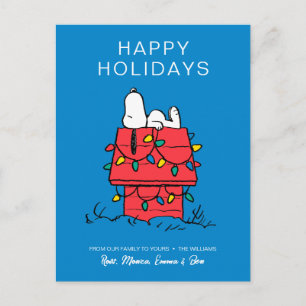 Cartão Postal De Festividades Amendoins Cachorro de Snoopy com Luzes