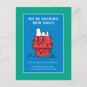 Cartão Postal De Festividades Amendoins Cachorro de Snoopy com Luzes