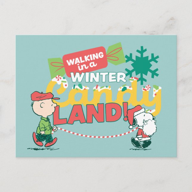 Cartão Postal De Festividades Amendoins | Caminhando em um Candy Land de Inverno (Frente)