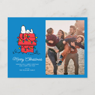 Cartão Postal De Festividades Amendoins Casa de Snoopy com Luzes