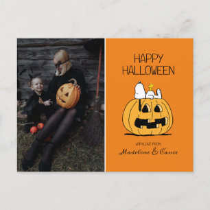 Cartão Postal De Festividades Amendoins Feliz Halloween Snoopy & Jack O' Lante