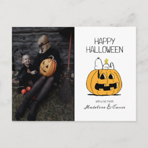 Cartão Postal De Festividades Amendoins Feliz Halloween Snoopy & Jack O' Lante