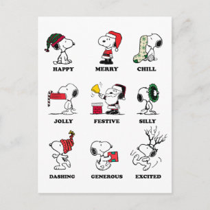 Cartão Postal De Festividades Amendoins   Moods de Natal de Snoopy
