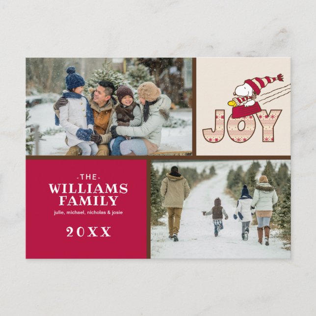 Cartão Postal De Festividades Amendoins | Passeio De Snoopy & Woodstock Joy (Frente)