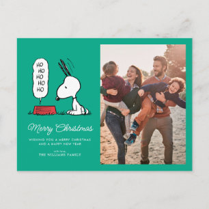 Cartão Postal De Festividades Amendoins   Prato de comida Ho Ho Ho do Snoopy