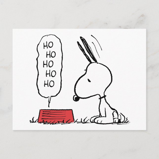 Cartão Postal De Festividades Amendoins | Prato de comida Ho Ho Ho do Snoopy (Frente)