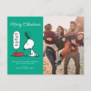 Cartão Postal De Festividades Amendoins   Prato de comida Ho Ho Ho do Snoopy