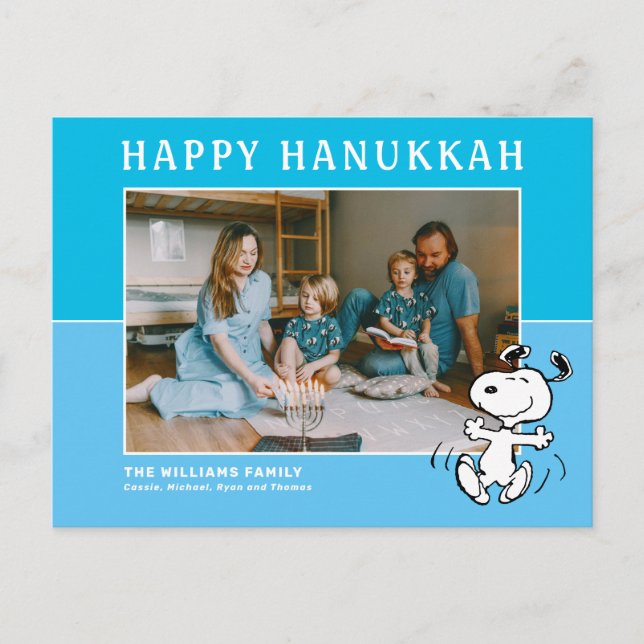 Cartão Postal De Festividades Amendoins | Snoopy Happy Hanukkah (Frente)