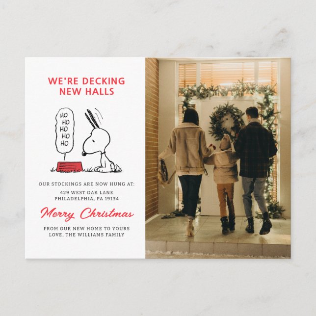 Cartão Postal De Festividades Amendoins | Snoopy Ho Ho Comida Dish (Frente)