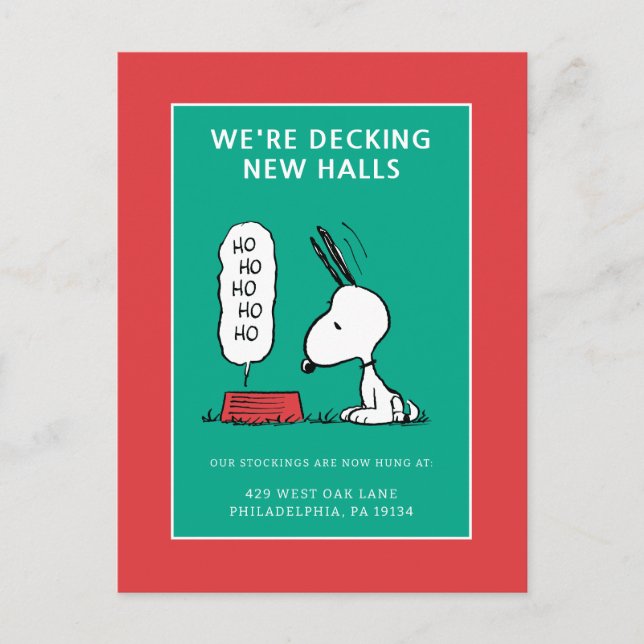 Cartão Postal De Festividades Amendoins | Snoopy Ho Ho Ho Comedouro (Frente)