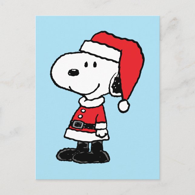 Cartão Postal De Festividades Amendoins | Snoopy Papai Noel (Frente)